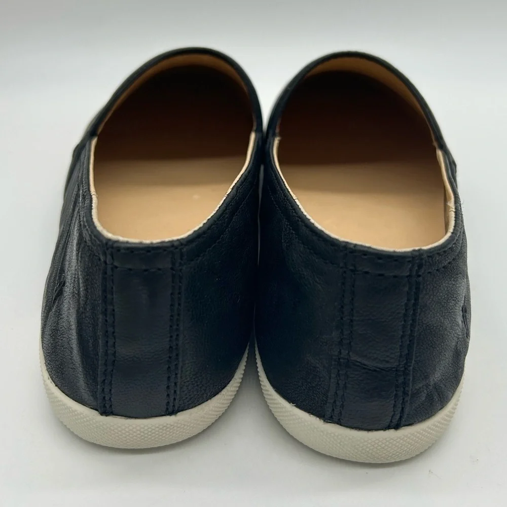 Frye Black Leather Slip-On Flats Size 8.5 | Classic Everyday Comfort Shoes NWB